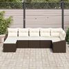 vidaXL Conjunto de Sof&aacute; de Jardim 7 pcs Marrom e Creme vime PE