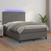 vidaXL Cama box spring c/ colch&atilde;o/LED 140x200cm couro artificial cinza
