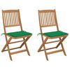 vidaXL Cadeiras de jardim dobr&aacute;veis c/ almofad&otilde;es 2 pcs ac&aacute;cia maci&ccedil;a