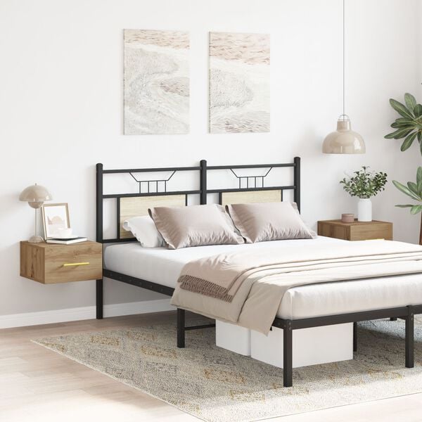 vidaXL Arm&aacute;rio de Cabeceira 2 pcs Carvalho Artesanal 35 x 35 x 20 cm