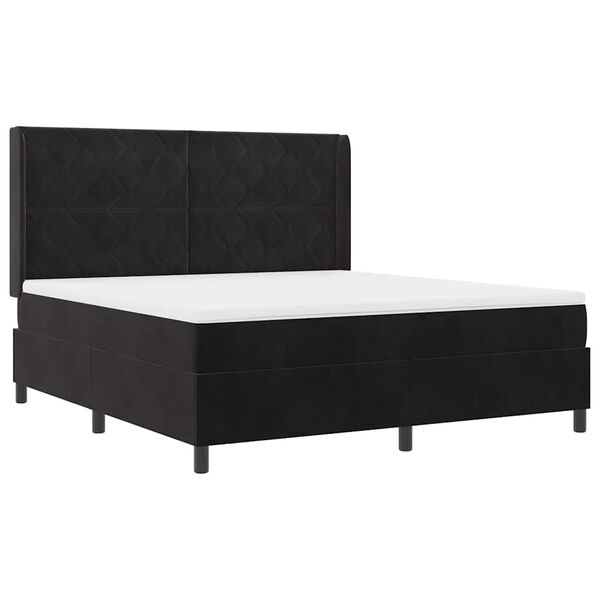 vidaXL Cama Box com colch&atilde;o com cabeceira Preto 180 x 200 cm Veludo