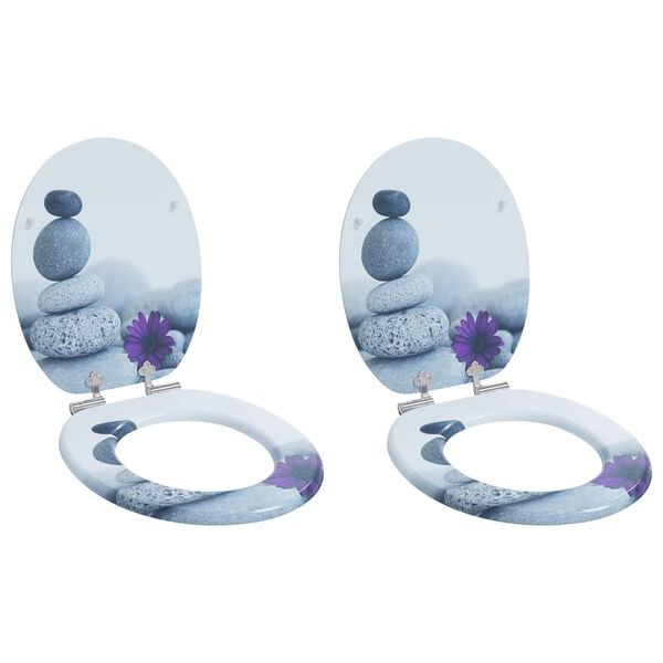 vidaXL Assento de Vaso Sanit&aacute;rio 2 pcs Cinzeto 44 x 38 cm Placa de MDF