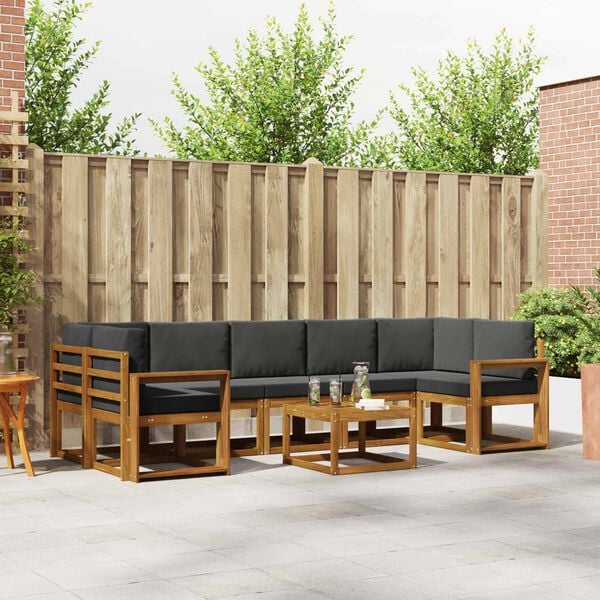 vidaXL Conjunto de Sof&aacute;s para Exterior 8 pcs Natural e Antracite
