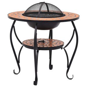 vidaXL Mesa braseira em mosaico 68 cm cer&acirc;mica terracota