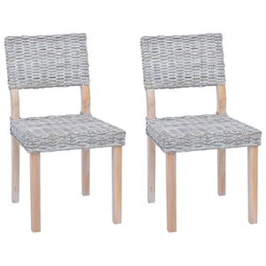 vidaXL Cadeira de jantar GENDT 2 unid. Rattan Kubu Branco lavado