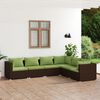 vidaXL 6 pcs conjunto lounge jardim c/ almofad&otilde;es vime PE castanho