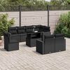 vidaXL 9 pcs conjunto de sof&aacute;s p/ jardim c/ almofad&otilde;es vime PE preto