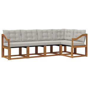 vidaXL Conjunto de Sof&aacute;s para Exterior 5 pcs Cinza Natural e Claro