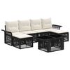 vidaXL Conjunto de Sof&aacute; de Jardim 7 unid. Preto e Branco Creme vime PE