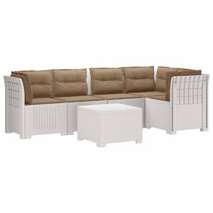 vidaXL Sof&aacute; de Jardim de 5 Pessoas com Almofadas Visual de Rattan PP