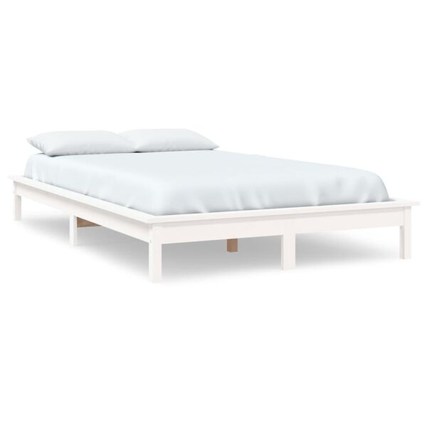 vidaXL Estrutura de cama 200x200 cm madeira de pinho maci&ccedil;a branco