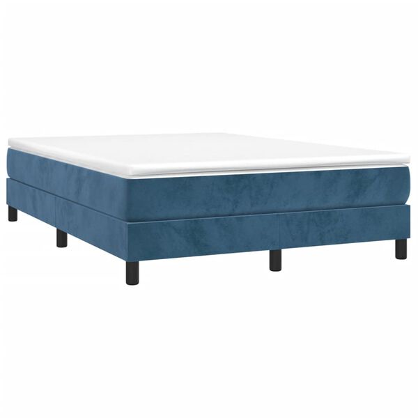 vidaXL Estrutura de cama com molas 140x190 cm veludo azul-escuro
