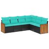 vidaXL Conjunto de sof&aacute; de jardim com 6 pe&ccedil;as e almofadas em rattan sint&eacute;tico preto