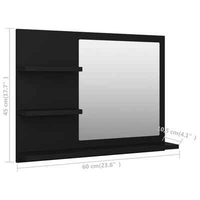 vidaXL Espelho de casa de banho 60x10,5x45 cm contraplacado preto