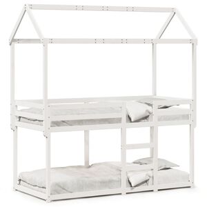 vidaXL Beliche com telhado 90x190 cm madeira de pinho maci&ccedil;a branco