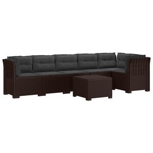 vidaXL Sof&aacute; de Jardim para 6 Pessoas com Almofadas Apar&ecirc;ncia de Rattan