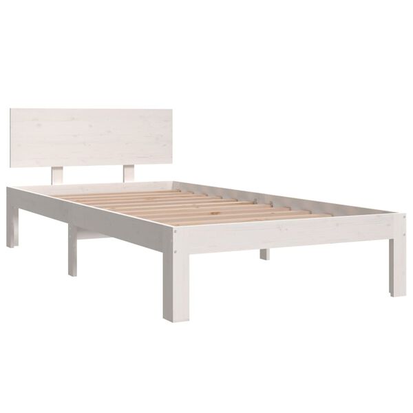 vidaXL Estrutura de cama solteiro 90x190 cm madeira maci&ccedil;a branco