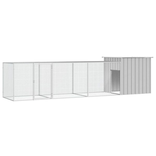 vidaXL Galinheiro 400x91x100 cm a&ccedil;o galvanizado cinzento