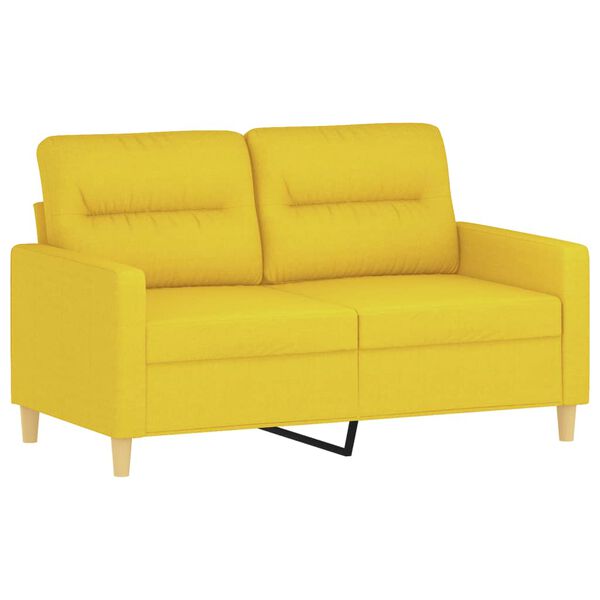 vidaXL 2 pcs conjunto de sof&aacute;s com almofadas tecido amarelo-claro