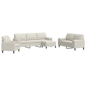 vidaXL 4 pcs conjunto de sof&aacute;s com almofad&otilde;es e rolos veludo creme