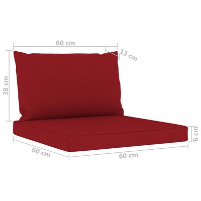 vidaXL 5 pcs conjunto lounge de jardim c/ almofadões vermelho tinto