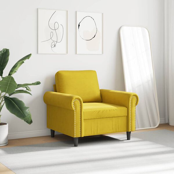 vidaXL Poltrona 60 cm veludo amarelo