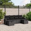 vidaXL 6 pcs conjunto sof&aacute;s de jardim c/ almofad&otilde;es vime PE preto