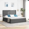 vidaXL Cama com arruma&ccedil;&atilde;o e LED Cinza Escuro 180 x 200 cm Poli&eacute;ster