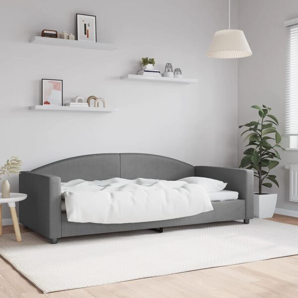 vidaXL Sof&aacute;-cama 90x200 cm tecido cinzento-escuro