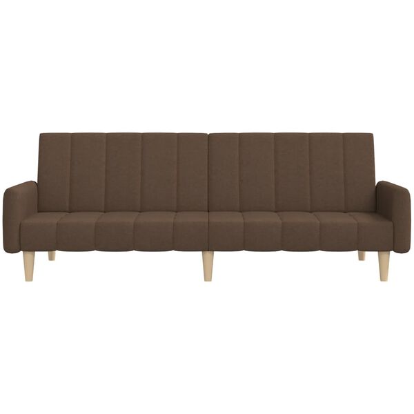 vidaXL Sof&aacute;-cama de 2 lugares tecido castanho