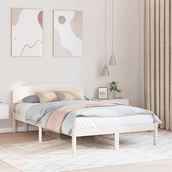 vidaXL Estrutura da Cama com cabeceira Branco 135 x 190 cm
