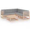 vidaXL 6 pcs conjunto lounge de jardim com almofad&otilde;es pinho maci&ccedil;o