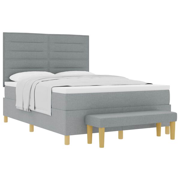 vidaXL Cama Box com colch&atilde;o Cinzento-claro 140 x 190 cm tecido