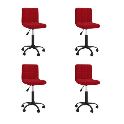 vidaXL Cadeiras de jantar giratórias 4 pcs veludo vermelho tinto