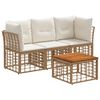 vidaXL Conjunto de Sof&aacute;s para Exterior 4 pcs Natural e Branco Creme