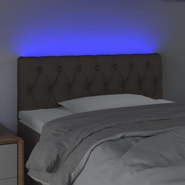 vidaXL Cabeceira cama luzes LED tecido 90x7x78/88cm cinza-acastanhado