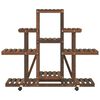 vidaXL Suporte de plantas com rodas 110x25x101 cm abeto maci&ccedil;o