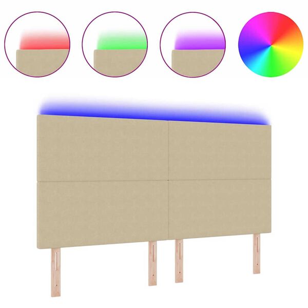 vidaXL Cabeceira LED com luzes de tira LED Cinza verde 180 cm tecido