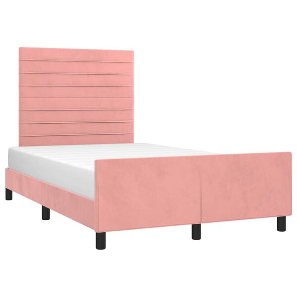 vidaXL Estrutura de cama c/ cabeceira 120x200 cm veludo rosa