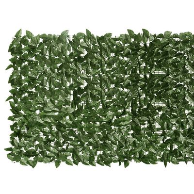 vidaXL Tela de varanda com folhas verde-escuras 500x100 cm