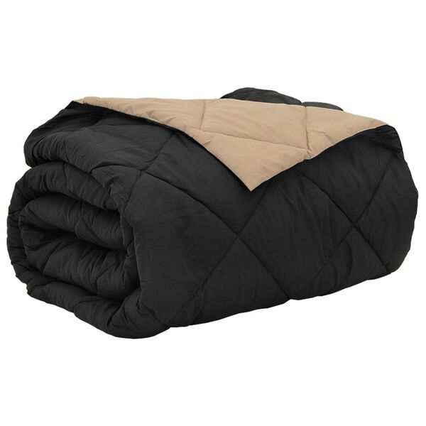 vidaXL Edredom de Ver&atilde;o Simples Preto e Taupe 220 x 260 cm Microfibra