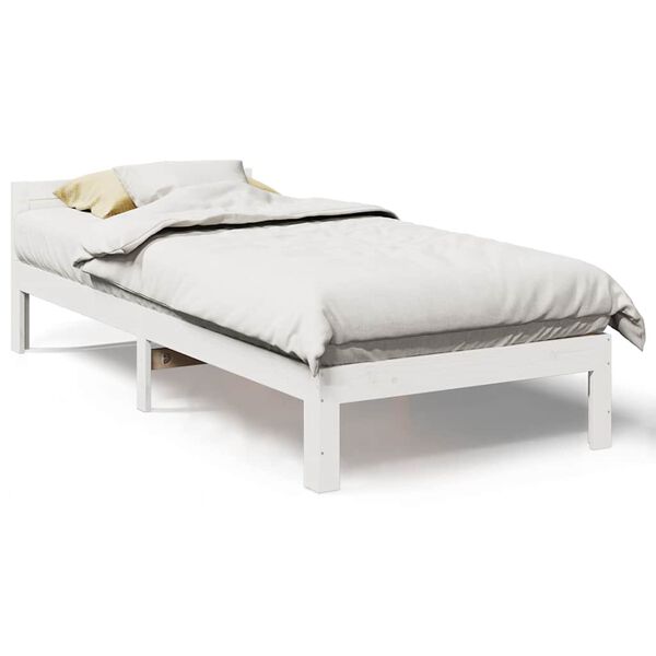 vidaXL Cama sem colch&atilde;o 90x200 cm madeira de pinho maci&ccedil;a branco