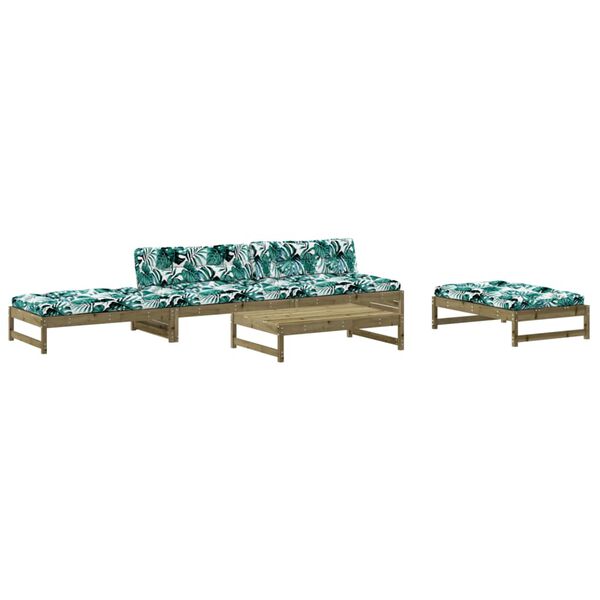 vidaXL 5 pcs conjunto lounge de jardim c/ almofad&otilde;es pinho impregnado