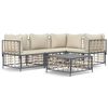 vidaXL 5 pcs conjunto lounge de jardim c/ almofad&otilde;es vime PE antracite