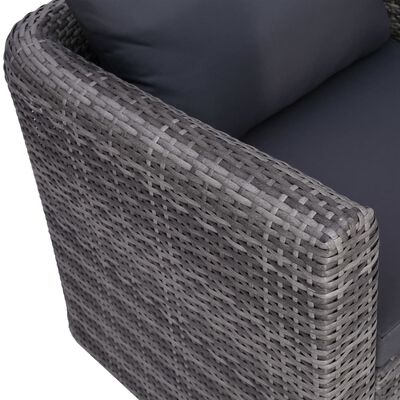 vidaXL 6 pcs sofás de jardim c/ almofadões+almofadas vime PE cinzento