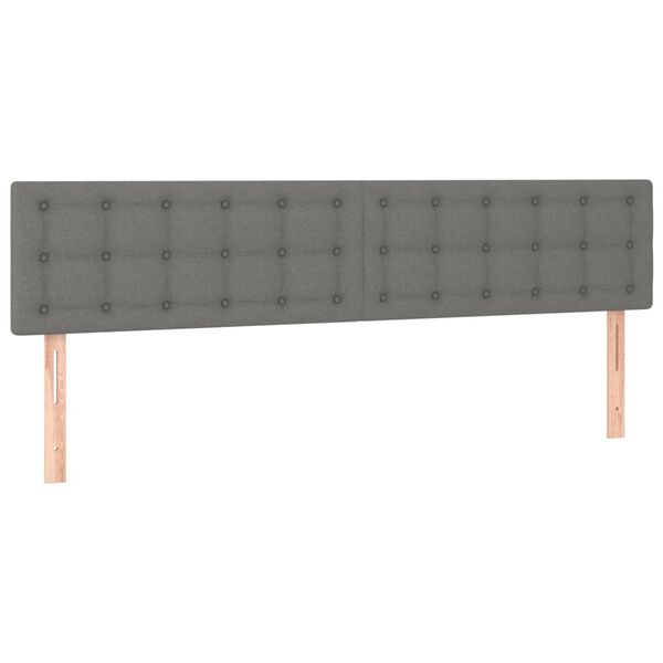 vidaXL Cabeceira de cama c/luzes LED tecido 180x5x78/88cm cinza-escuro