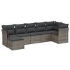 vidaXL 7 pcs conjunto sof&aacute;s p/ jardim c/ almofad&otilde;es vime PE cinzento