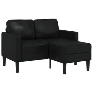 vidaXL Sof&aacute; de 2 lugares com chaise em L, preto, 125 cm, couro sint&eacute;tico