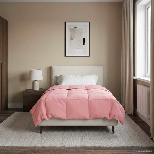 vidaXL Duvet de Ano Inteiro Colchonete Rosa 135 x 200 cm Microfibra