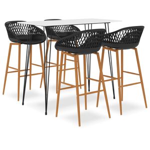 vidaXL 5 pcs conjunto de bar branco e preto